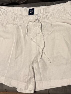 GAP White Elastic Linen Drawstring Shorts